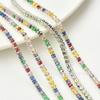Cadena de circonitas cuadradas brillantes de colores mixtos, cadena densa de diamantes de imitación 5A, accesorios para collares DIY, cadena de decoración de ropa