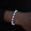 Pulseira de contas com bola de zircônia micro-incrustada de 8mm hip-hop europeu e americano pulseira masculina moda marca de moda acessórios hiphop outlet de fábrica