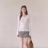 Suéter de tricô branco simples, slim fit, gola redonda, manga longa, para mulheres, versátil, nova coleção outono 2026, 8171