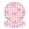 Toalha de Mesa Descartável Tema Laço Ballet Rosa Barbie Pratos de Papel Toalhas de Mesa Guardanapos de Papel Suprimentos de Decoração para Festa de Aniversário