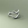 Anillo Simple de Doble Capa Torcido Estilo Coreano Ins Moderno Popular en Internet Distintivo Línea de Onda Irregular Anillo Abierto para Mujer