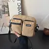 Bolsa Transversal Quadrada Pequena Preta Simples com Vários Bolsos Armazenamento Compartimentado Prática Sem Complicações Para o Dia a Dia Trabalho Compras Bolsa de Ombro Único