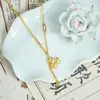 Corrente para Clavícula Dourada Areia Vietnamita Tendência Design Simples Escama de Dragão Favo de Mel Trevo Pingente Borla Joia Feminina Design Transfronteiriço