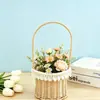 Cesta de Flores Portátil, Cesta de Frutas, Cesta Tejida Portátil, Decoración del Hogar, Ramo de Regalo, Arreglo Floral, Cesta de Flores Pequeña, Cesta Portátil para Arreglos Florales