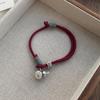 Pulsera de Cuerda Roja de Calabaza de Plata de Ley S999 para Mujer Nuevo Diseño de Estilo Chino Pulsera Retro Pulsera Simple Tejida a Mano
