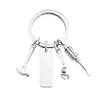 Llavero de Acero Inoxidable para el Día del Padre Martillo Destornillador Llave Herramientas de Papá Regalo del Día del Padre Colgante Grabado