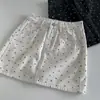 Saia Jeans Floral com Bolinhas para Mulheres Verão 2026 Cintura Alta Emagrecedora Linha A Justa ao Corpo Saia Curta Saia Calça