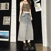 Calça Jeans Cropped Americana Retrô de Cintura Alta para Mulheres Plus Size, Nova para o Verão de 2026, Calça Reta de Perna Larga, Solta e Emagrecedora