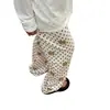 Pantalones de pijama para mujer con estampado de osos y lunares, pantalones casuales de algodón nube, pantalones largos cómodos de crepé de burbujas de corte relajado con dibujos animados para uso en casa