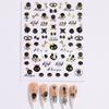 Nuevas pegatinas de uñas transfronterizas con diseño de murciélago, calavera y calabaza de Halloween, pegatinas láser para uñas al por mayor.