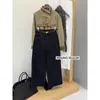 Coleção de outono Suxinlan/YOUMO: Jeans wide leg feminino, caimento relaxado, retrô, versátil e que afina, modelo 95313 (vem com um cinto)