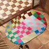Alfombrilla de baño con patrón de tablero de ajedrez Líneas de dopamina para inodoro baño Alfombrilla versátil para pies Hogar Alfombrilla de tierra de diatomeas