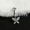 Piercing de Umbigo em Liga de Titânio F136 Inlaid com Borboleta Zircônia Brilhante Formato de Olho Titânio G23 Rosca Interna Joia para Piercing
