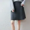 Falda de Punto de Lana Pura Nueva para Mujer Invierno 2026, Falda Versátil de Color Sólido de Cintura Alta en Corte A con Mangas Cortas