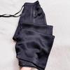 ¡Estaba Asombrado! Pantalones de Satén Plisado Negros para Mujer Verano 2025 Nuevos Delgados Estampados de Alta Gama Drapeados de Pierna Ancha