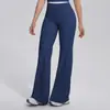 Calça de Yoga Color Block Transfronteiriça com Toque Nude Calça Larga Solta Falsa de Duas Peças Cintura Alta Casual Micro Flare Esportiva Fitness Longa