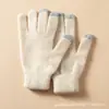 Guantes 100% Cachemir para Otoño e Invierno, Unisex, Guantes de Cinco Dedos Engrosados y Cálidos, Guantes de Cachemir con Bloques de Color
