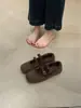 Novos Sapatos Mary Jane com Laço Estilo Francês para Noite Outono/Inverno 2025 Sapatos de Ballet Cinza Retrô para Mulheres