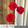 Flor de Rosa Lunar de Tres Cabezas Rama Única Rosa Arcoíris Mar de Flores Rincón de Check-in de Celebridades de Internet Decoración de Paisajismo de Área Escénica Venta al por Mayor