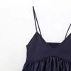 Camisola feminina de costura interna de mola Camisola feminina azul escuro com decote em V americano com costura Colete de malha de rua