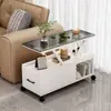 Gabinete Lateral para Sofá, Mesa Pequeña de Lujo Ligero, Mesa de Café Móvil, Gabinete de Almacenamiento para Espacios Pequeños, Mesa de Esquina para Sala de Estar, Gabinete de Almacenamiento Simple