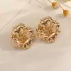 Pendientes Vintage Florales de Aleación, Chapados en Oro, Estilo Retro Tridimensional, Pendientes de Pétalos de Diseño Nicho para Mujer