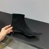 Botines de otoño e invierno de suela blanda, elásticos, ajustados, con punta fina y tacón fino, botines cortos para mujer, tacón bajo, botines sencillos versátiles de gamuza negra