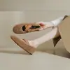 Zapatos de Piel de Oveja Estilo Francés Mary Jane Peludos de un Solo Zapato Modelos Nuevos Primavera, Otoño e Invierno 2026 con Forro Polar Adicional, Zapatos de Ballet con Cordones