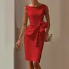 2025 Sitio Web Independiente de Ropa Femenina Europea y Americana Transfronteriza Vestido con Decoración de Lazo Vestido Corto Vestido sin Mangas