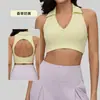 Top Regata de Beleza Refrescante para Yoga nas Costas para Mulheres com Bojos, Gola Polo com Sensação de Pele Nua, Design Vazado nas Costas, Top Esportivo para Academia como Peça de Roupa Externa