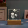 Ornatos Esculpidos em Cubo de Cristal 3D Golfinho Estrela do Mar Água-viva Cubo Artesanato Ornatos Luminária Noturna
