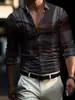 Camisa masculina de manga longa para comércio exterior transfronteiriço com estampa digital xadrez de bolinhas casual business com colarinho