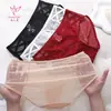 2025 Novo Estilo Francês Sexy Renda Vazada Calcinha Feminina Tiras Finas Cruzadas Cobertura do Quadril Renda/Tule Roupa Íntima