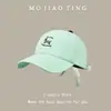 Gorra de Béisbol Bordada de Perro Salchicha Lindo de Dibujos Animados para Mujer con Lazo, Circunferencia de Cabeza Grande, Visera Ancha, Estilo Coreano