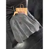 Camisa Base Meia-Gola Cinza Claro para Homem, Estilo Retro Americano Outono e Inverno, Camiseta Regular com Manga Longa nos Ombros, Moletom Quente com Forro de Fleece