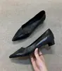 Versión de Piel de Vaca~Estilo Retro Tacón Grueso Pulido Punta Fina Zapatos de una Sola Pieza Bajos Zapatos Pequeños de Cuero Elegantes para Mujer Zapatos de Trabajo para Viajes