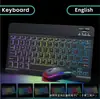 Carregamento de Tablet Transfronteiriço Conjunto de Teclado Bluetooth Russo Silencioso Mouse Luminoso de Modo Duplo Espanhol