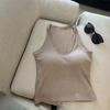 Top de tubo con escote colgante, espalda hermosa, color liso, copa fija y almohadilla para el pecho, cómodo chaleco combinable para mujer.