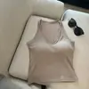 Nuevo Chaleco de Color Sólido Sin Costuras para Primavera y Verano, Cuello Colgante, Estilo Francés, Pura Tentación, Belleza Interior, Espalda Cómoda, Versátil, con Almohadilla en el Pecho