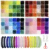 Set de 24 Rejillas de Cuentas Redondas de Vidrio de 8 mm, Cuentas Jelly, Cuentas Burst, Accesorios para Pulseras de Joyería Hecha a Mano DIY