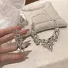 Colar de Franja com Diamante Prateado Feminino 2025 Novo Casamento Joias de Noiva Acessórios para Vestido de Festa Duas Peças