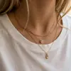 Collar de tres capas para mujer, cadena gruesa de eslabones tipo clip con diamante redondo y circón de gota de agua, cadena fina, collar de clavícula multicapa, lujo ligero y exquisito