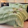 Conjunto de Cama de Veludo Leite Classe A, Quatro Peças, Combinação Dupla de Veludo Pelo de Coelho Cor Sólida Novo Modelo 2026, Capa de Edredom de Veludo Bordada, Lençol de Elástico, Lençol de Cama