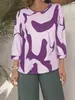 Top Holgado de Cuello Redondo con Estampado Abstracto para Mujer, Primavera y Otoño, Transfronterizo Europeo y Americano 2025, Top Casual Cómodo para Mujer