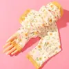 Moda Flor Mujer Nuevo Melocotón Protector Solar Manga de Seda Helada Holgada Estilo Coreano Versátil Conducción Montar al Aire Libre Protector de Brazo