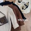 Suéter macio e acetinado de gola semi-alta, versão coreana para meninos e meninas, suéter liso para bebê, estilo estrangeiro, all-match, camisa base quente