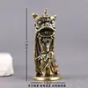 Danza del león estilo chino mascota de té de latón pequeño adorno para decoración de escritorio, león de piedra creativo que trae fortuna bestia auspiciosa