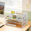 Prateleira de armazenamento para escritório, porta-arquivos de mesa, organizador de metal A4 para documentos e papelaria, caixa de armazenamento, caixa de arquivo para material de escritório