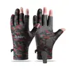 Guantes de Pesca Camuflaje para Hombre al Aire Libre Cuatro Estaciones Nuevos Transpirables Resistentes al Desgaste Protección Solar de Pesca Antideslizantes Guantes de Ciclismo sin Tres Dedos