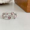 Anillo de Zirconia Rosa en Forma de Corazón para Mujer, Diseño de Nicho Vintage Francés, Anillo Ajustable para el Día a Día, Anillo de Moda para el Dedo Índice